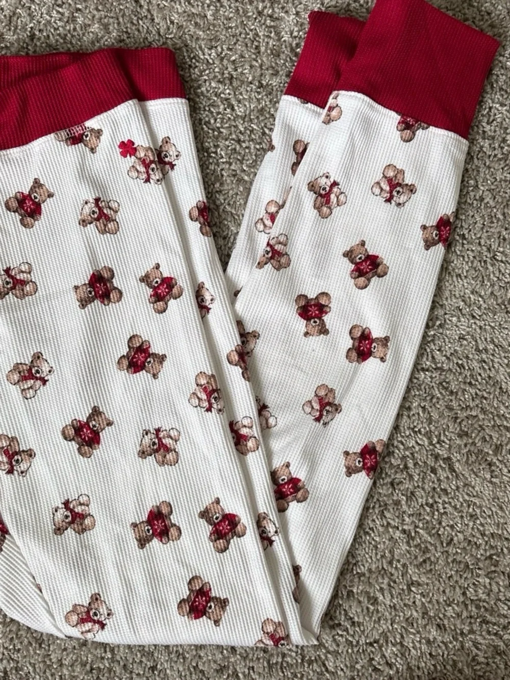 Lucky Brand teddy bear thermal Pajama Set